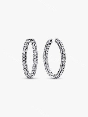 Pandora Pandora Timeless Pavé Single-row Hoop Earrings